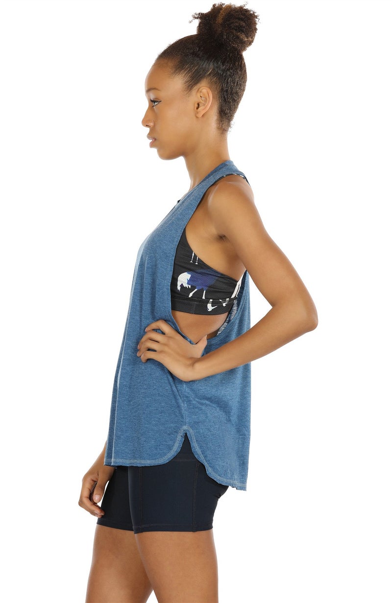 icyzone Workout Tank Tops for Women - Running Muscle Tank Sport Exercise Gym Yoga Tops Athletic Shirts(Pack of 3) (L, Black/Denim/Pumpkin) - Image 5